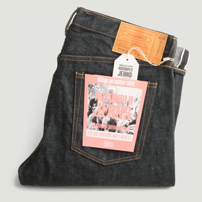 "NO COMPLY" Slim 13.5oz Indigo Selvedge Denim