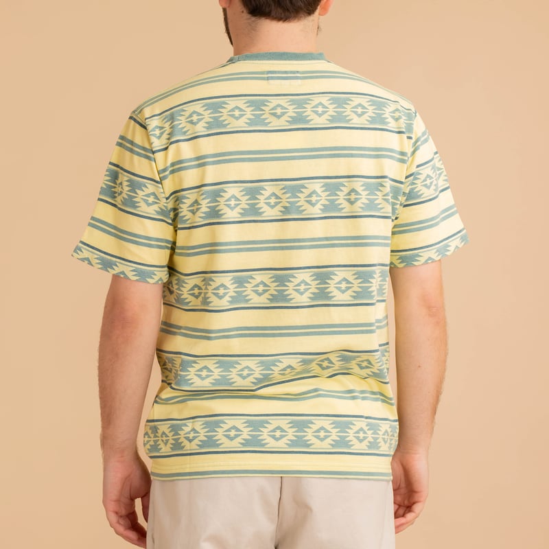 Pocket Tee Indigo Jacquard Stripe Yellow