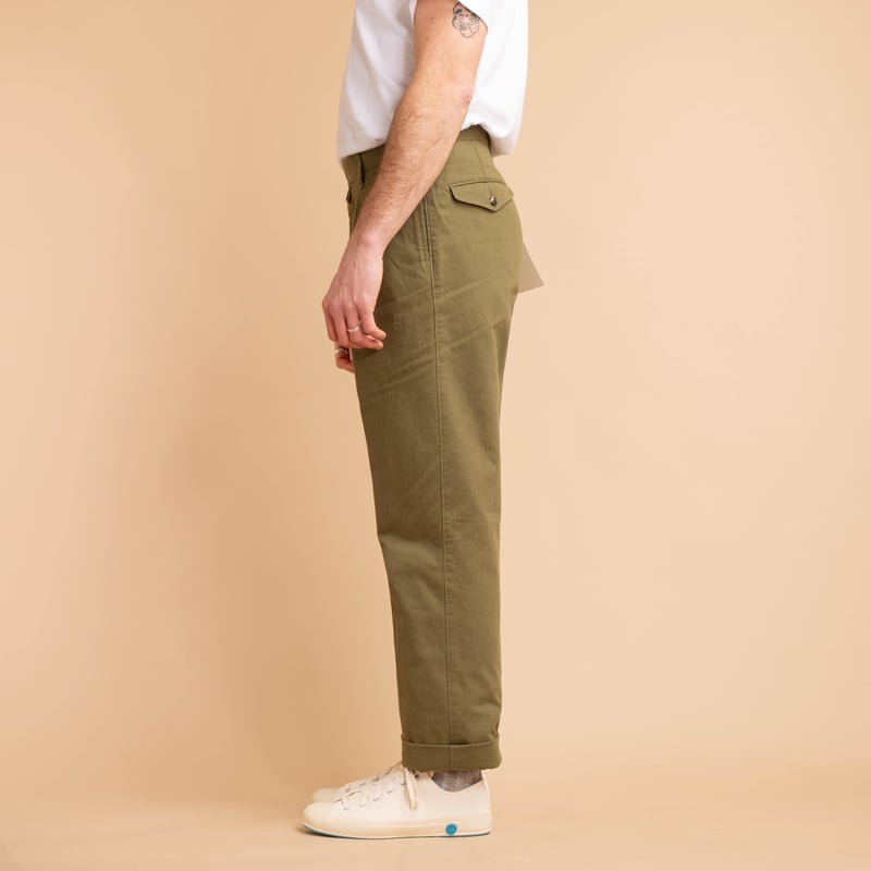 1950P Herringbone MacArthur Trousers Olive