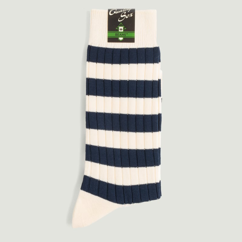 Rib Stripe Socks White