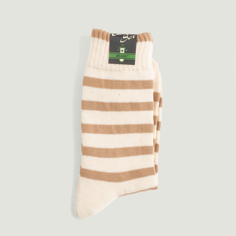 2 Tone Stripe Socks Tan