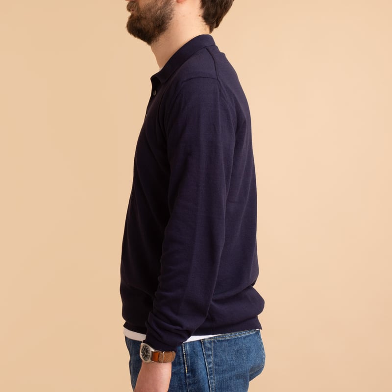 Ice Cotton Long Poloneck Navy