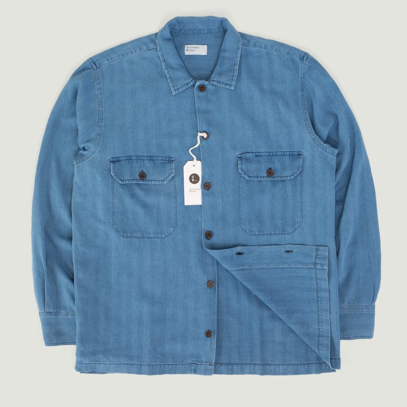 L/S Utility Shirt Washed Indigo Herringbone