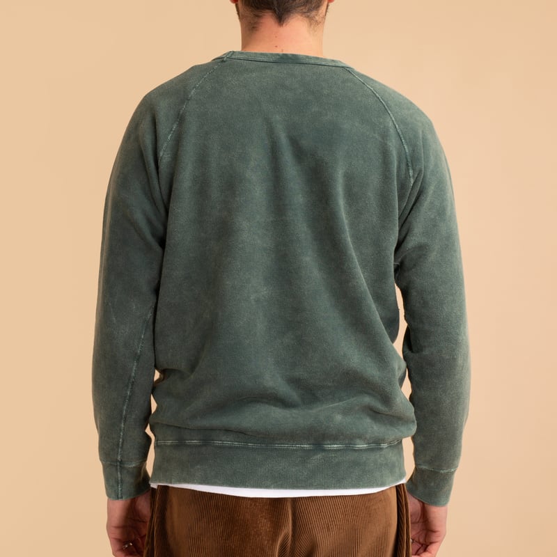 Raglan Crew Sweat Vintage Dye Dark Green