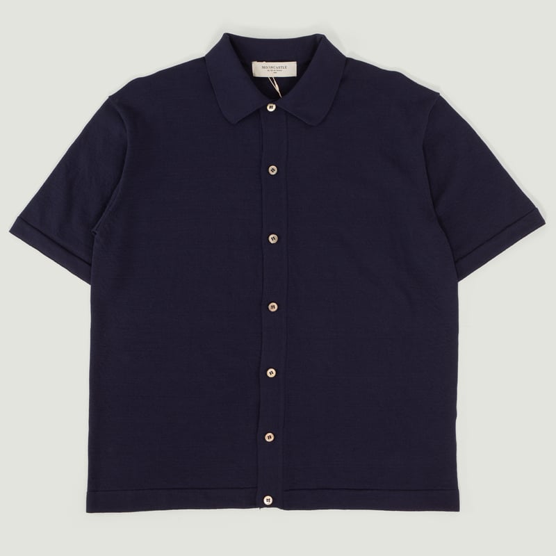 Ice Cotton Open-Collar Shirt Navy