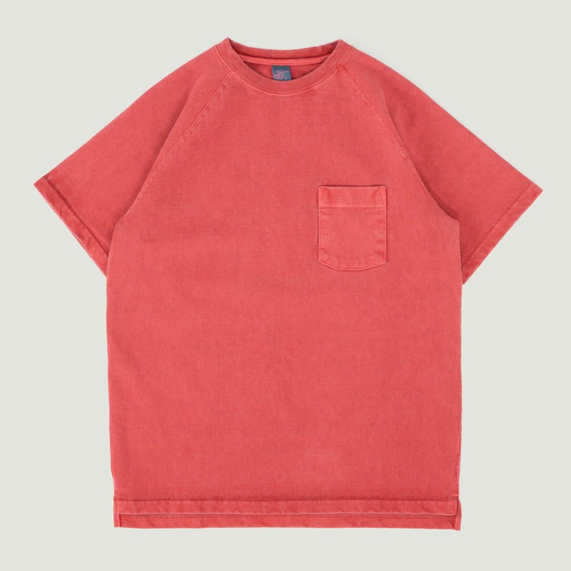 Short Sleeve Heavy Raglan Pocket Tee in Faded Red