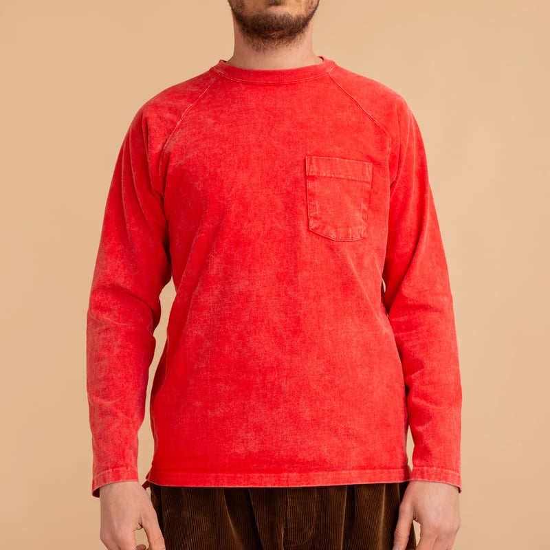 L/S Heavy Raglan Pocket Tee VD-Red