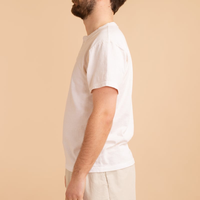 Short Sleeve Henley Tee in Natural Color