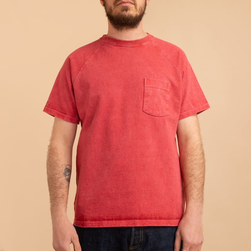 S/S Heavy Raglan Pocket Tee P-F.Red