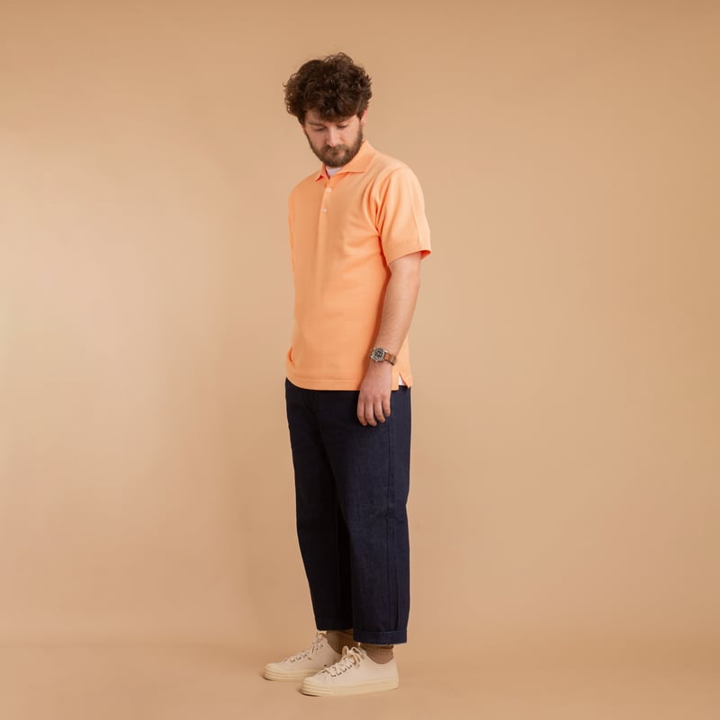 Short Sleeve Knit Polo Orange