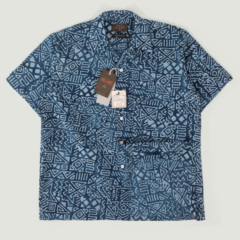 Open Collar S/S Shirt Batik Print