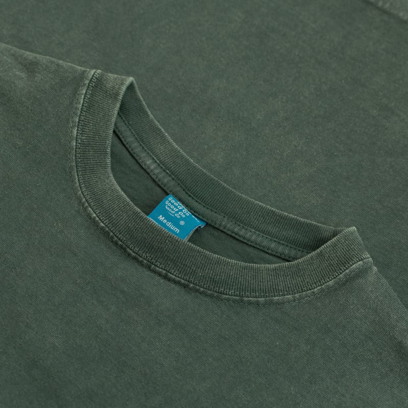 Short Sleeve Crew T-Shirt Vintage Dye Dark Green