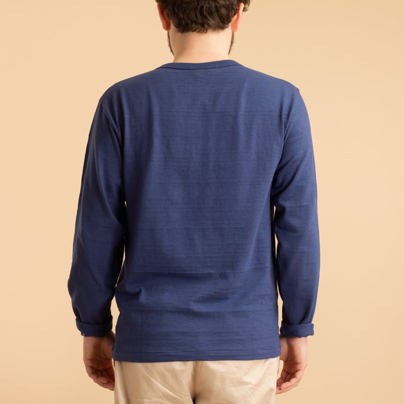 Lot 5907 Long Sleeve Henley Neck T-Shirt Navy