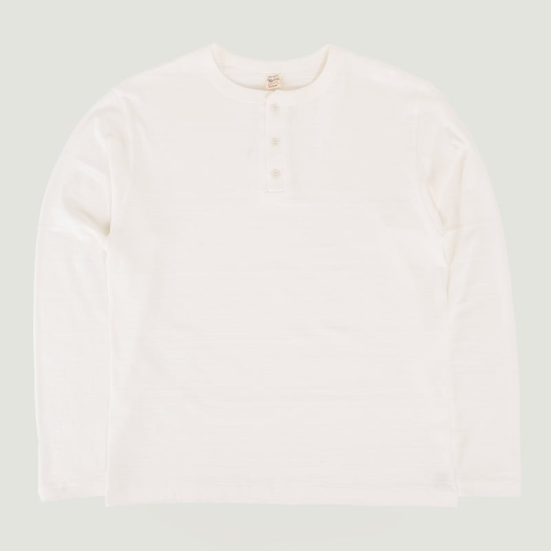 Lot 5907 Long Sleeve Henley Neck T-Shirt Off White