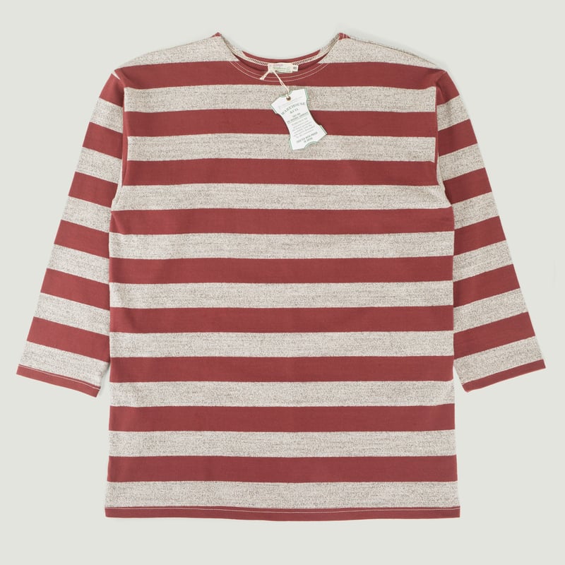 Lot 4051 Three Quarter 2Inch Stripe T-Shirt Red/Heather Grey