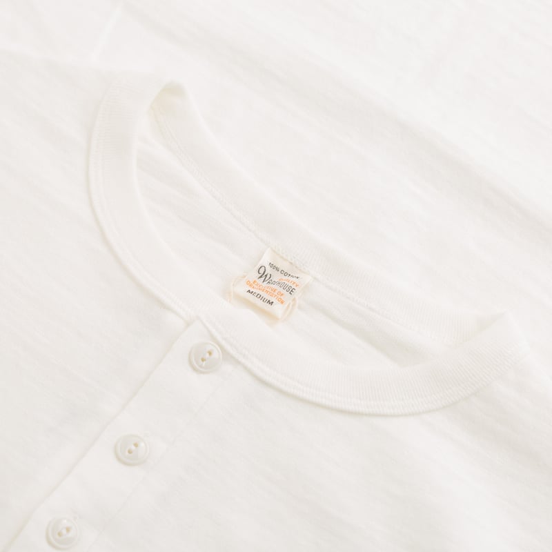 Lot 5907 Long Sleeve Henley Neck T-Shirt Off White