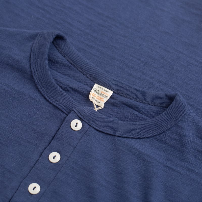 Lot 5907 Long Sleeve Henley Neck T-Shirt Navy