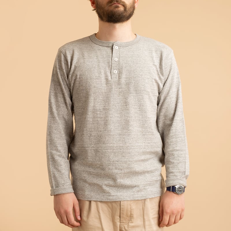 Lot 5907 Long Sleeve Henley Neck T-Shirt Heather Grey