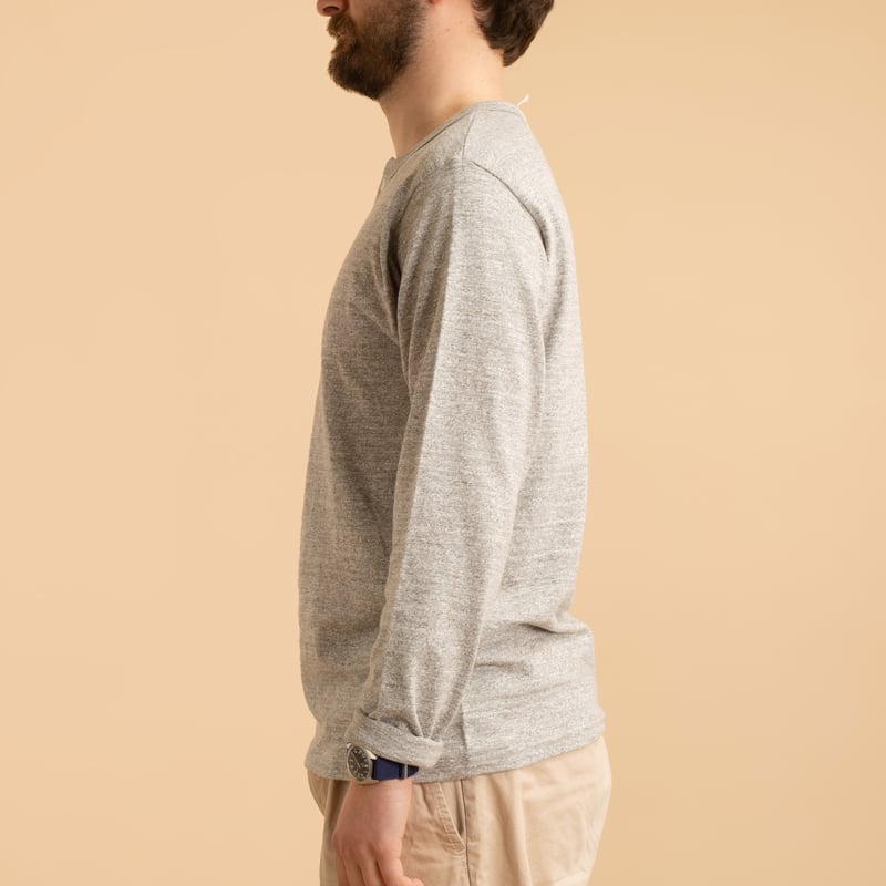 Lot 5907 Long Sleeve Henley Neck T-Shirt Heather Grey