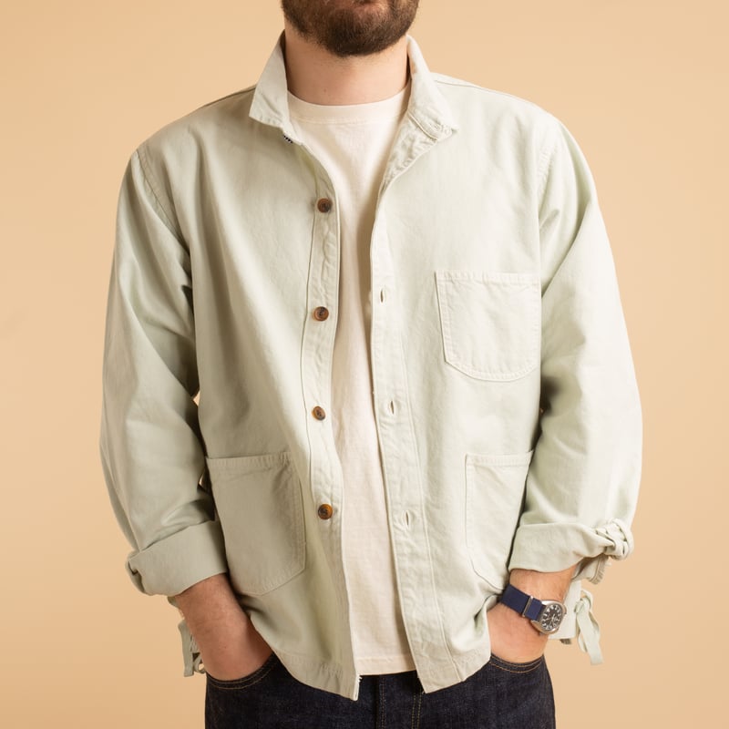 8oz Canvas Wing Collar Shirt Jacket Matcha