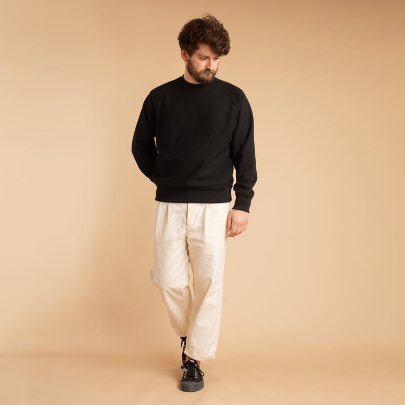"SURE MFG" Black Spring Terry Crewneck Sweatshirt
