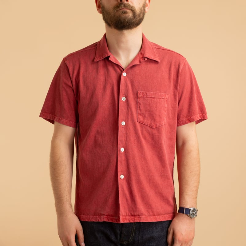Short Sleeve Open Tee Shirts in Faded Red