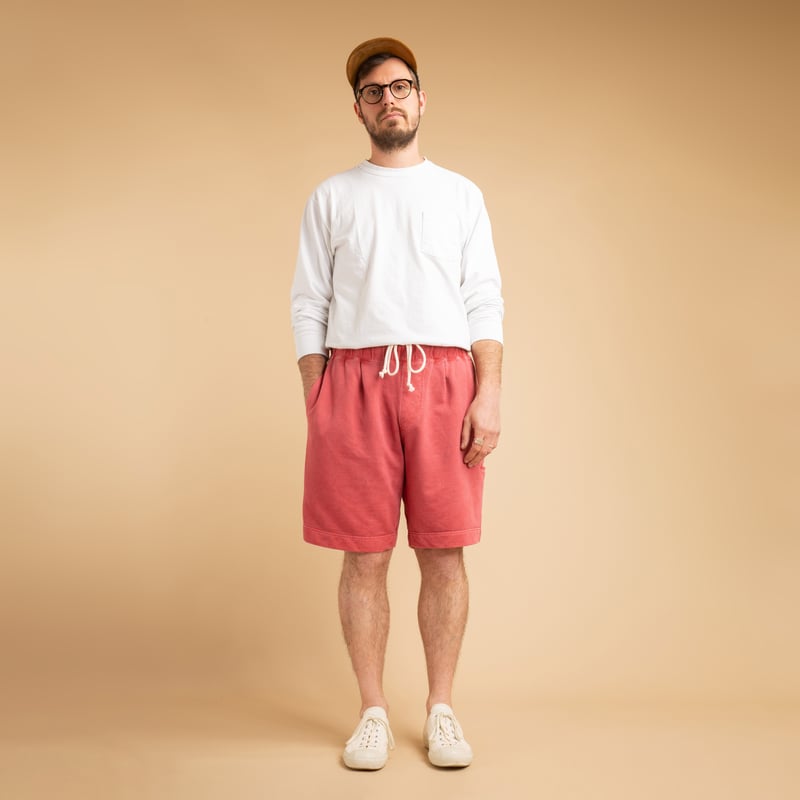 Light Terry Shorts in Faded Red