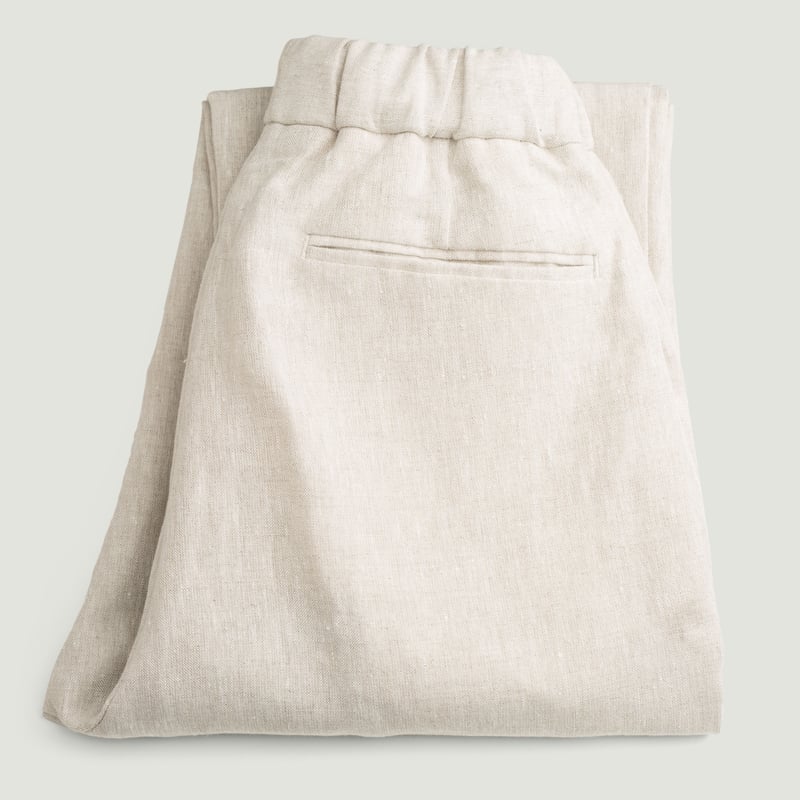 T005 Linen Drawstring Trousers Stone