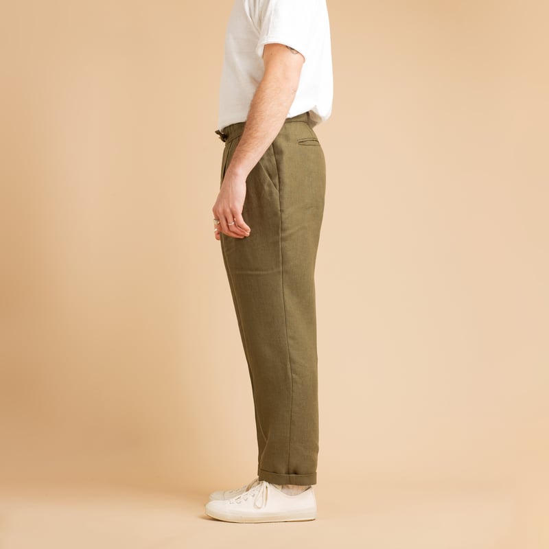 T005 Linen Drawstring Trouser Khaki