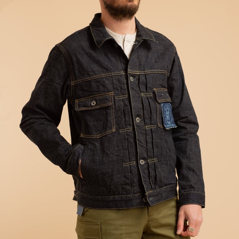 02516P-14KBE 14oz Indigo x Beige Type II Jacket