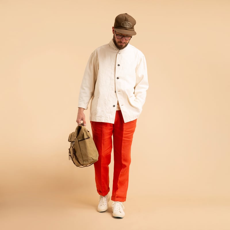 T005 Linen Drawstring Trousers Orange