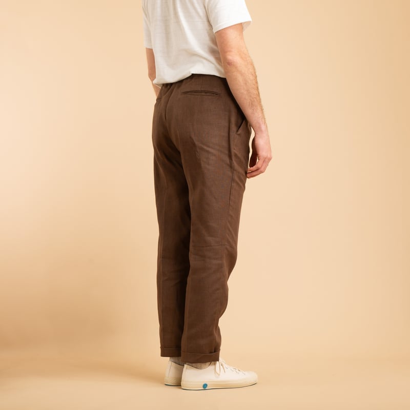 T005 Linen Drawstring Trousers Chocolate