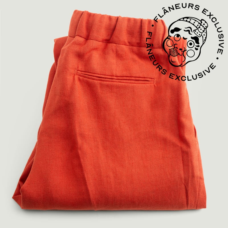 T005 Linen Drawstring Trousers Orange
