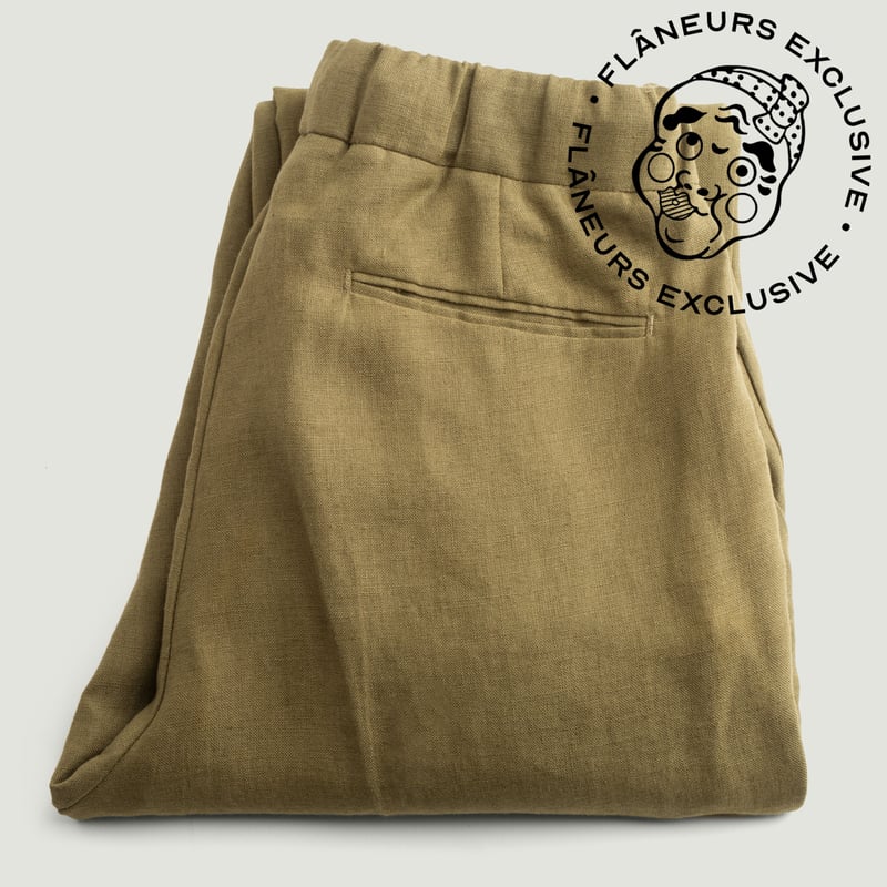 T005 Linen Drawstring Trousers Moss