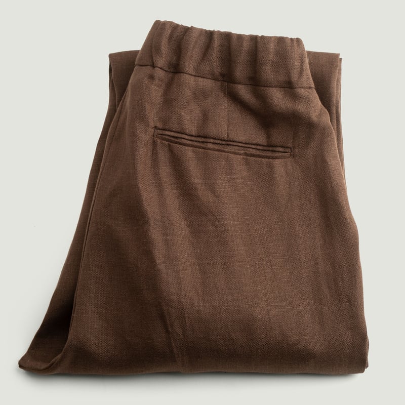 T005 Linen Drawstring Trousers Chocolate