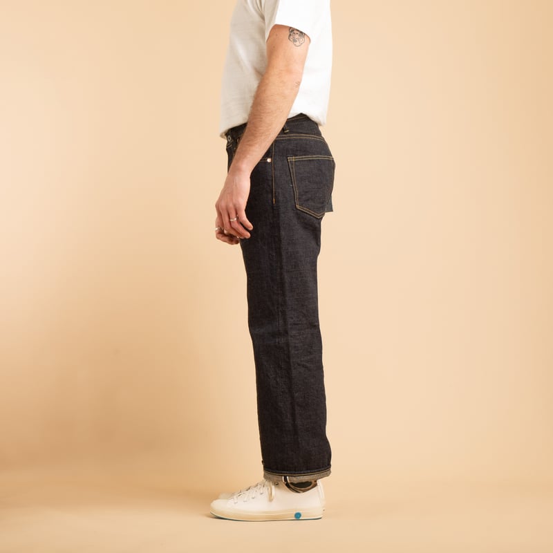 200-14KBE 14oz Indigo x Beige Wide Straight