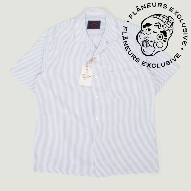 S/S Belavista Camp Collar Stripe Light Blue