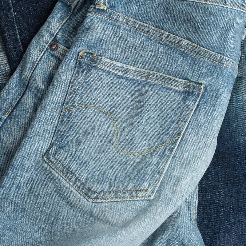 121S "Ishikawadai Stretch" 15oz Relaxed Tapered Used Bleach