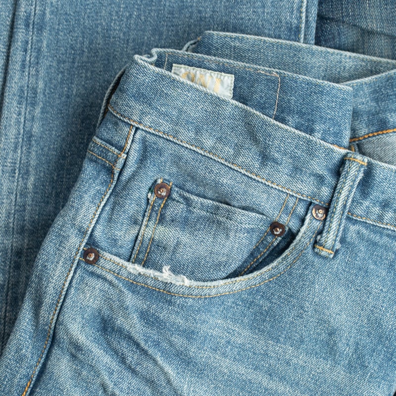 121S "Ishikawadai Stretch" 15oz Relaxed Tapered Used Bleach