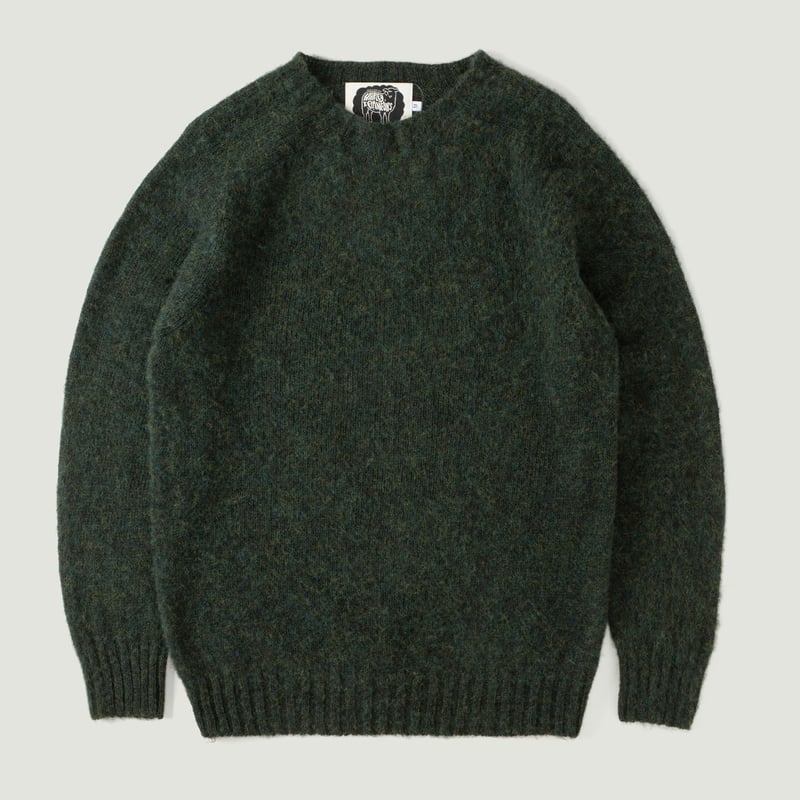 vignette HARLEY OF SCOTLAND X FLÂNEURS pull Shaggy Crew Neck Evergreen