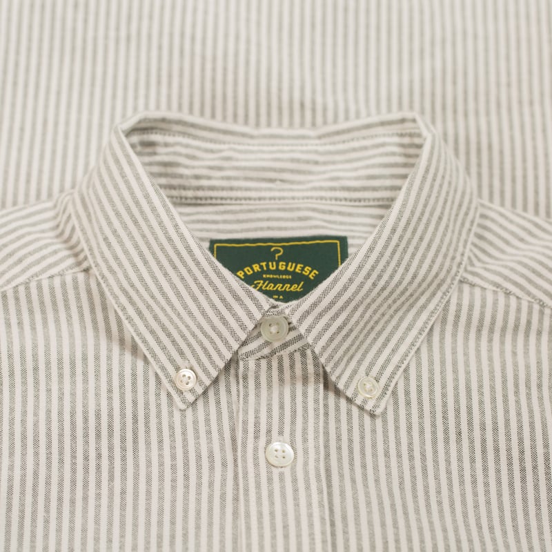 Brushed Oxford Stripe in Moss Green