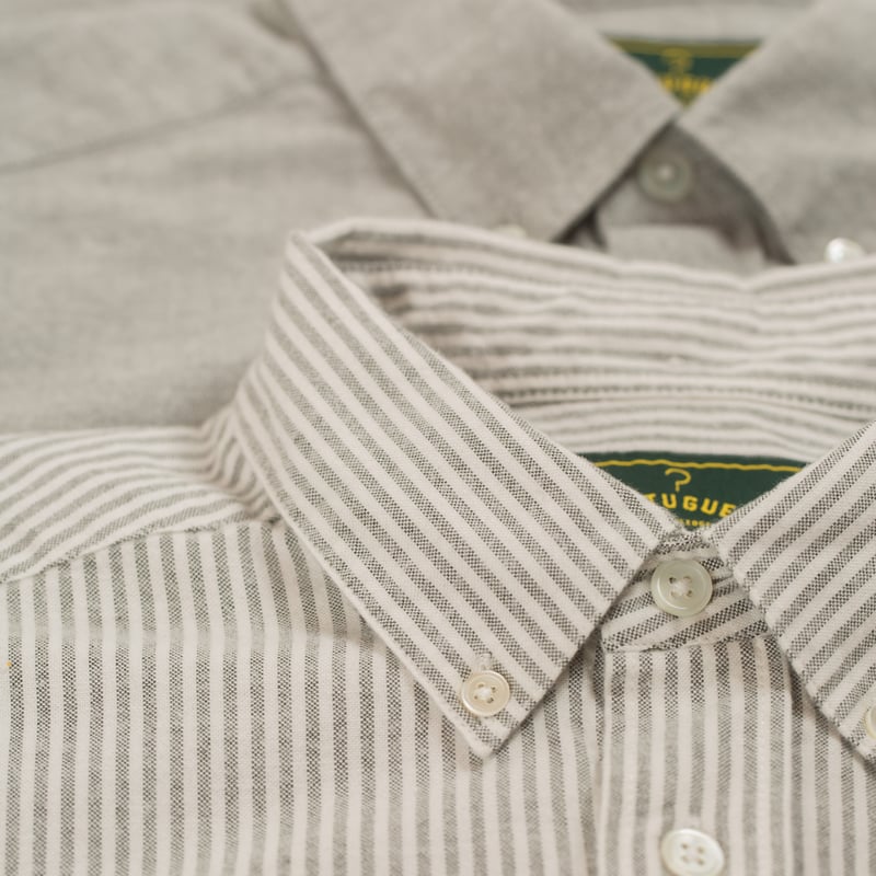Brushed Oxford Stripe in Moss Green