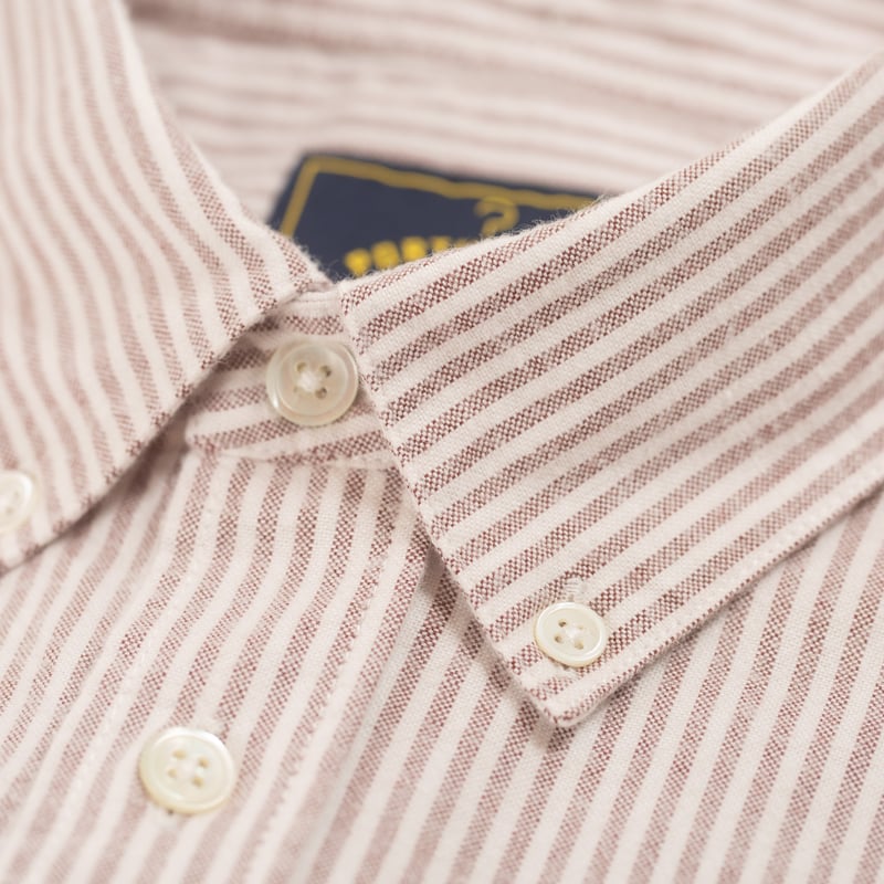 Brushed Oxford Stripe in Bordeaux