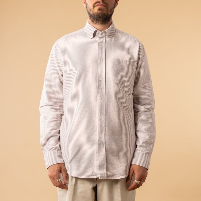 Brushed Oxford Stripe in Bordeaux