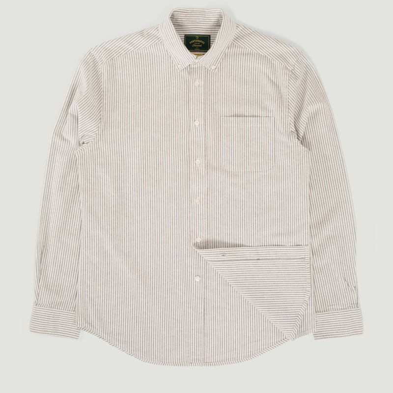 Brushed Oxford Stripe in Moss Green