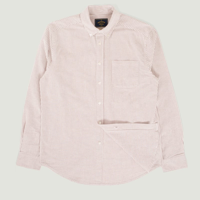 Brushed Oxford Stripe in Bordeaux