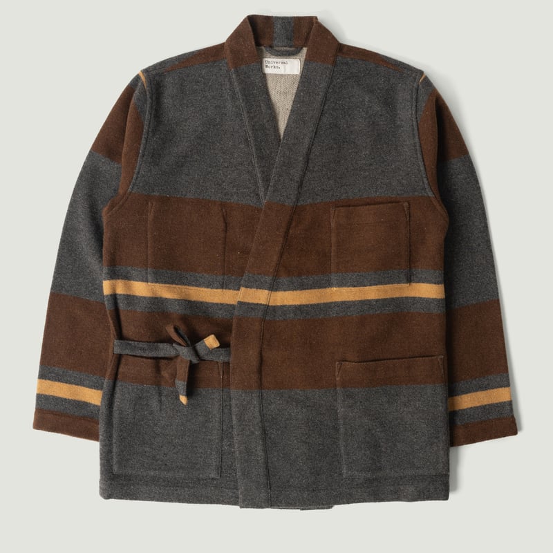 Blanket Wool Mix Kyoto Work Jacket Charcoal Stripe