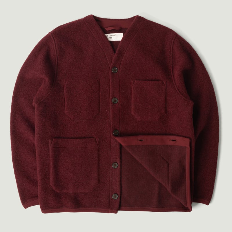 Wool Fleece Cardigan Deep Red