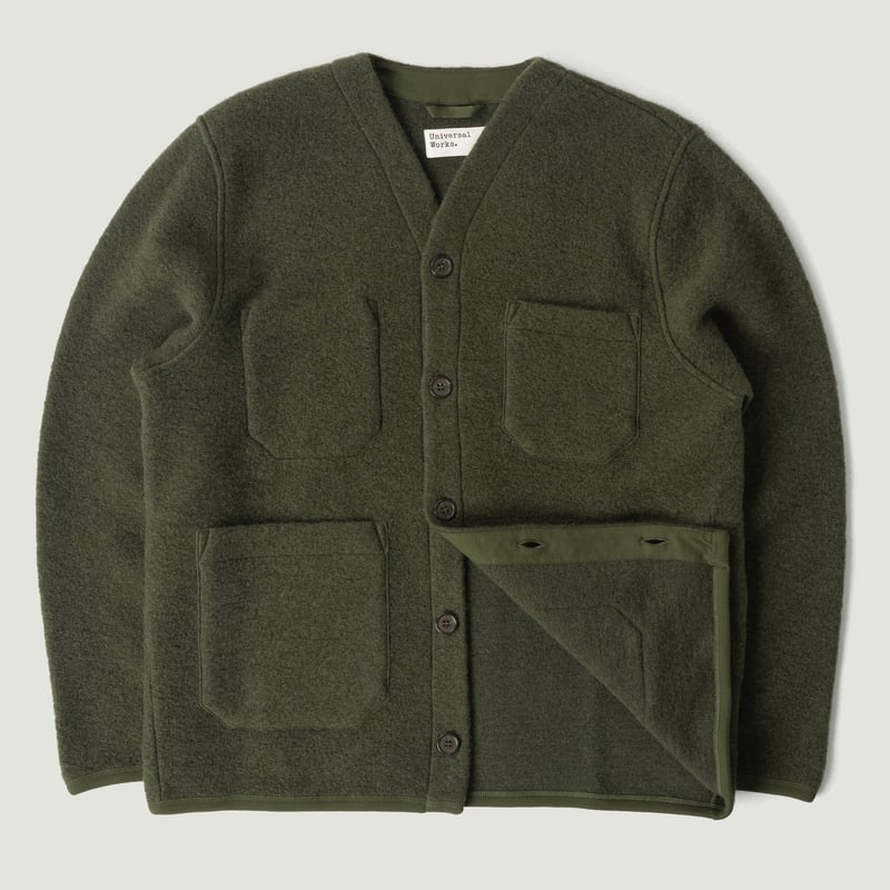 Wool Fleece Cardigan Olive