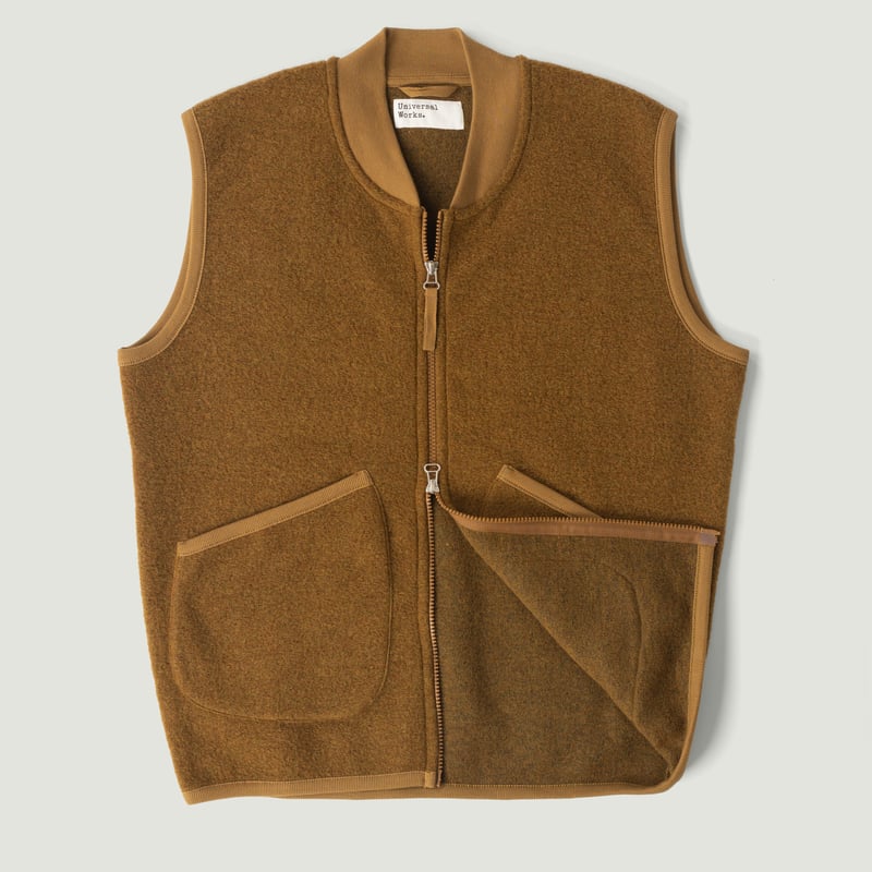 Wool Fleece Zip Waistcoat Mustard